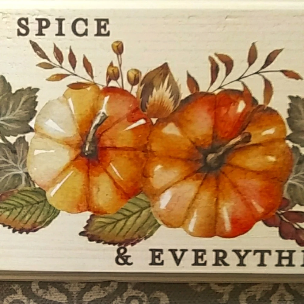 Pumpkin Spice & Everything Nice Handmade Wood Sign/Decor NWOT 💚HOST PICK💚